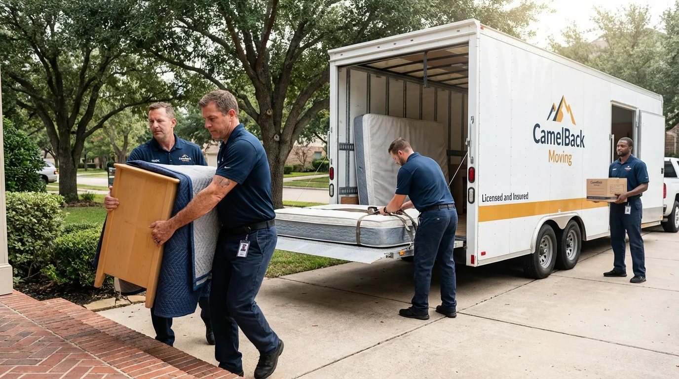 Crew loading residential truck for cross-state move from Louisville, MS
