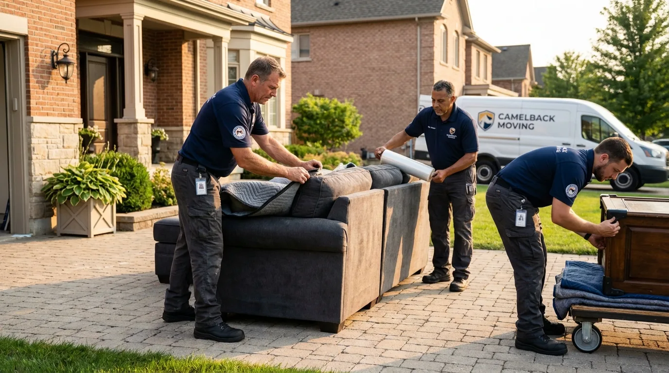 Large estate moving crew wrapping furniture in Louisville, MS