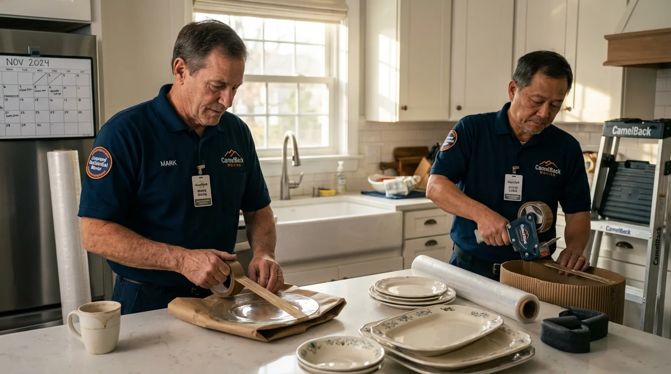 Professional crew packing kitchen dishware in Louisville, MS